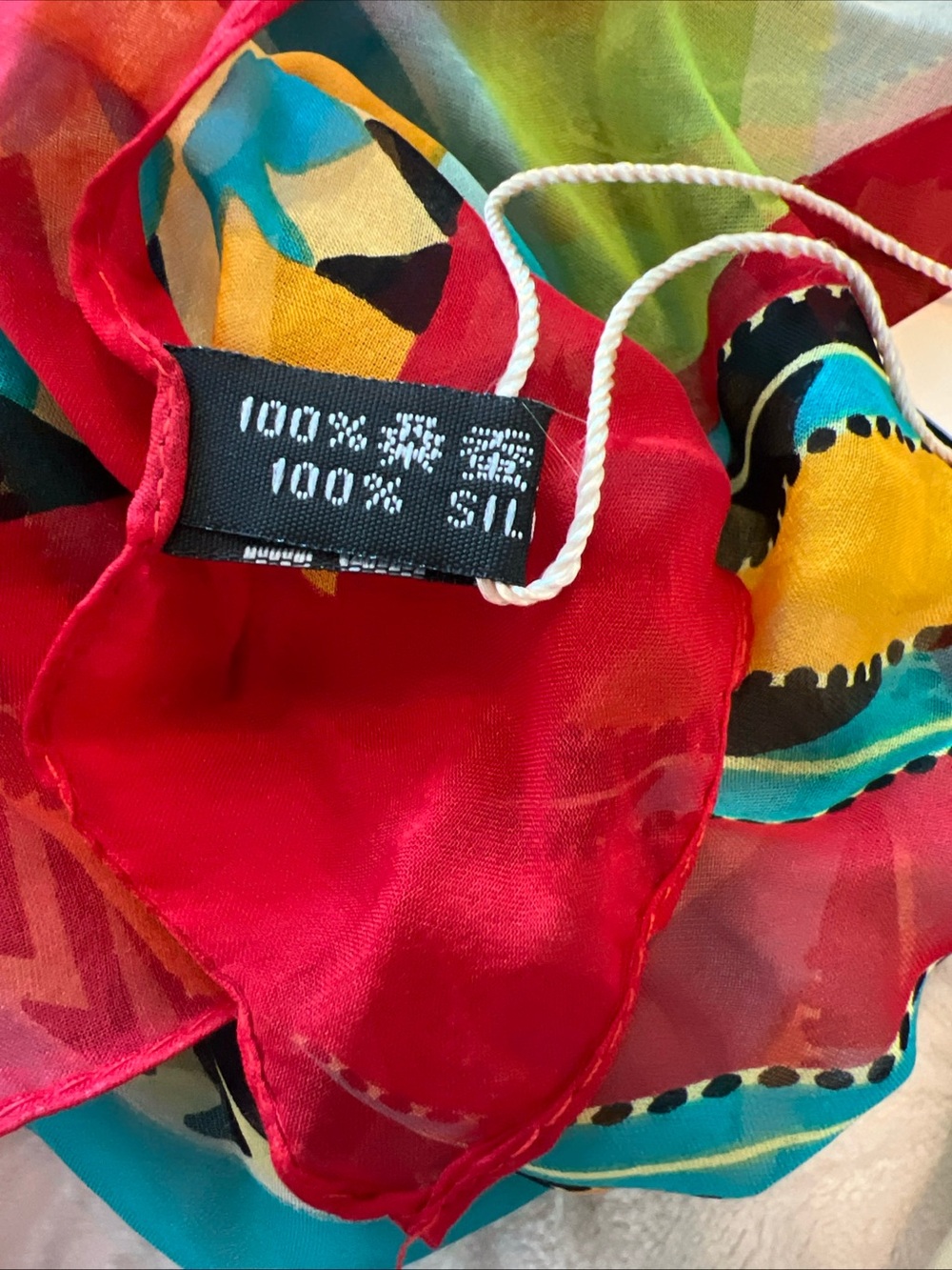 100% SILK Scarf multi coloured 26” x 68” NWT - Picture 2 of 6